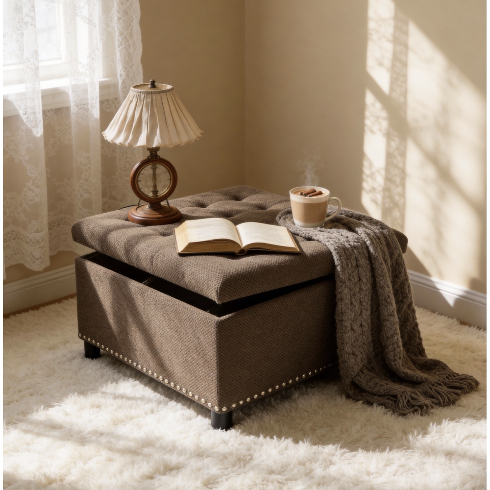 Outdoor Furniture Wood - Orraves – ciemnobrązowy, kwadratowy taboret do