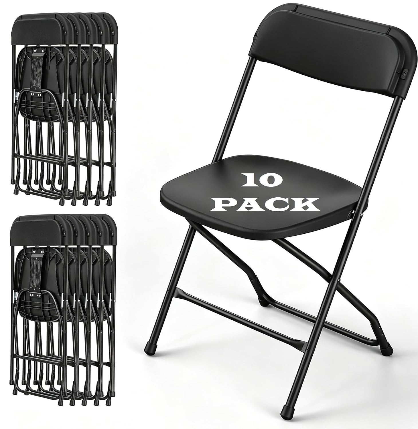 Outdoor Furniture Metal Chairs - Czarne składane krzesło z metalową ramą,