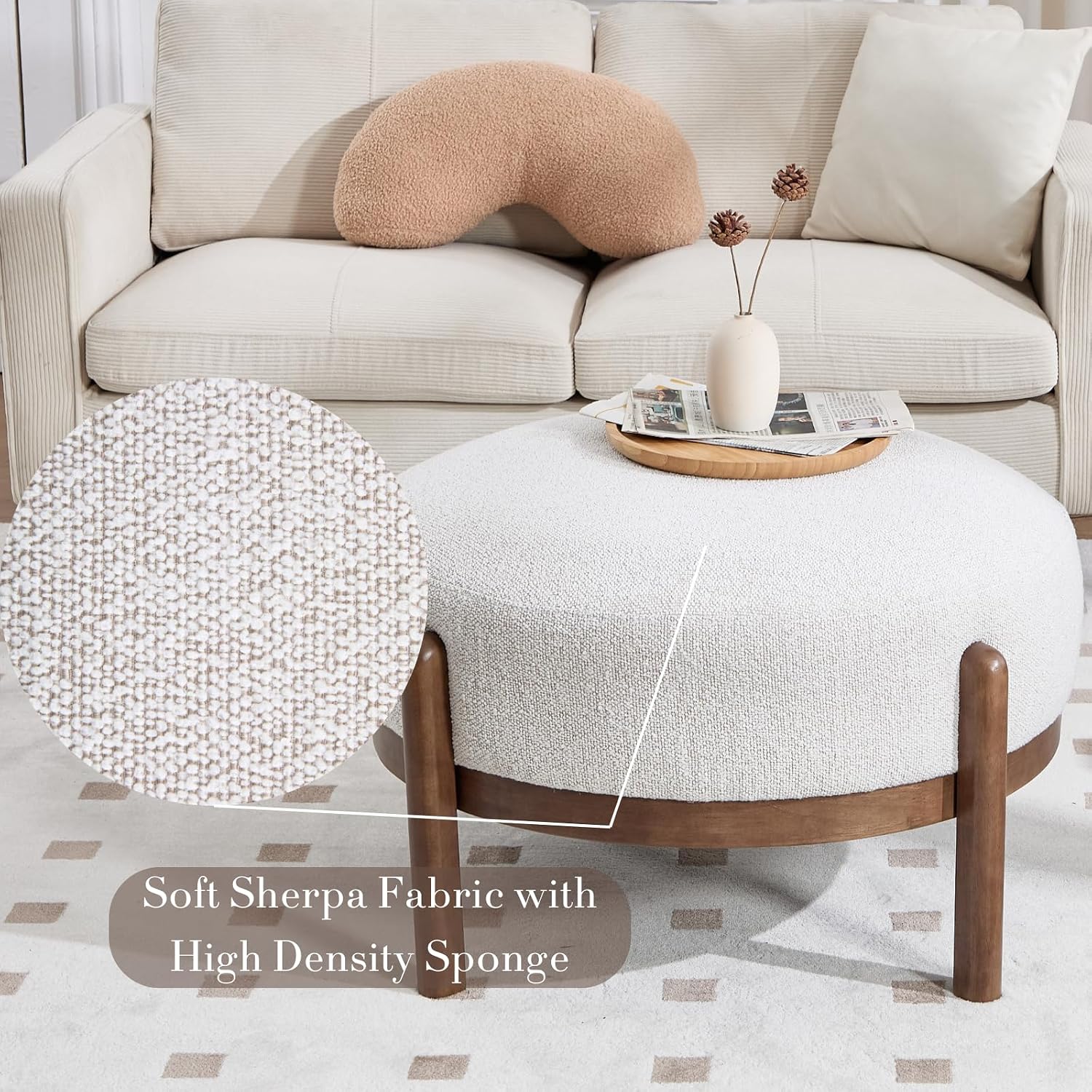 Pufa z tkaniny Sherpa z drewni – Outdoor Furniture Wood recenzja i cena
